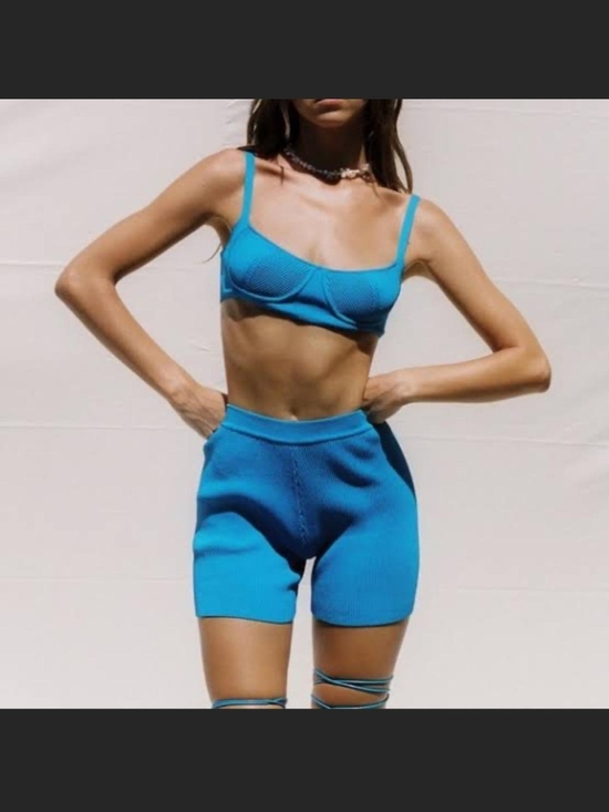 SNDYS. Other - NWT Blue Knit Bralette and High-Waist Shorts Set - Women